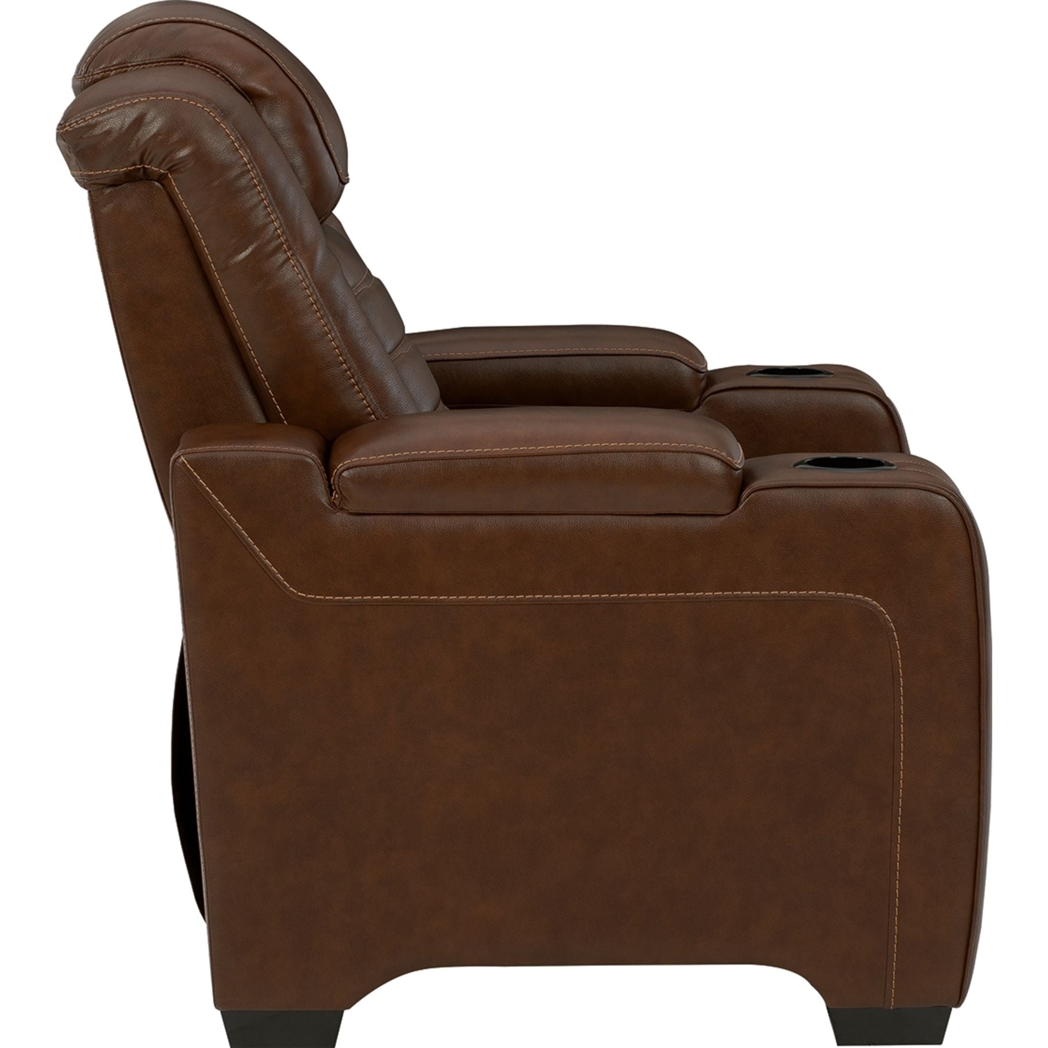 Power Recliner Chair with USB Ports and Cup Holders - Chocolate Brown Leather - Perfect for Living Room, Home Theater, and Office Relaxation