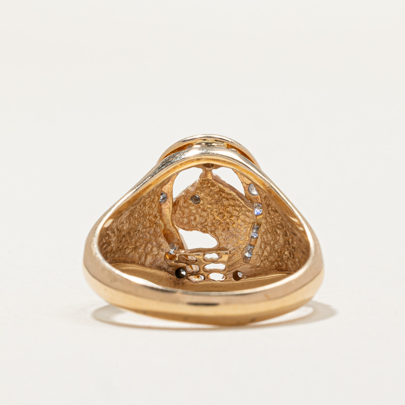 Horseshoe & Horse Diamond Ring for Women - 0.28ctw Genuine Diamond Jewelry - Size 10 - Perfect for Equestrian Gifts, Western Fashion & Cowgirl Style Accessories
