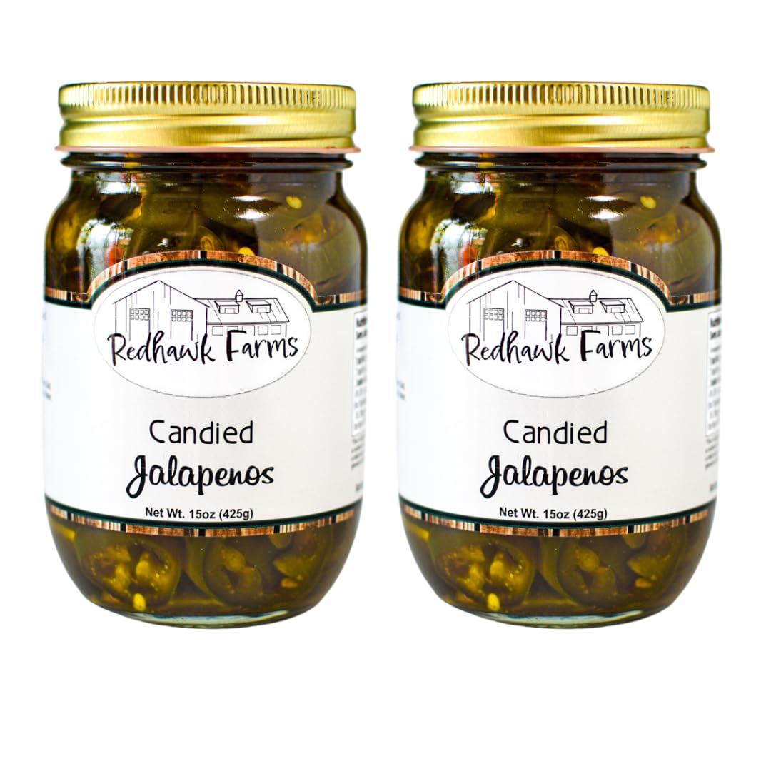 Premium Candied Jalapeno Slices in Vinegar Brine - Gourmet Snack & Garnish for Salads, Burgers, Charcuterie - 15oz (Pack of 2)