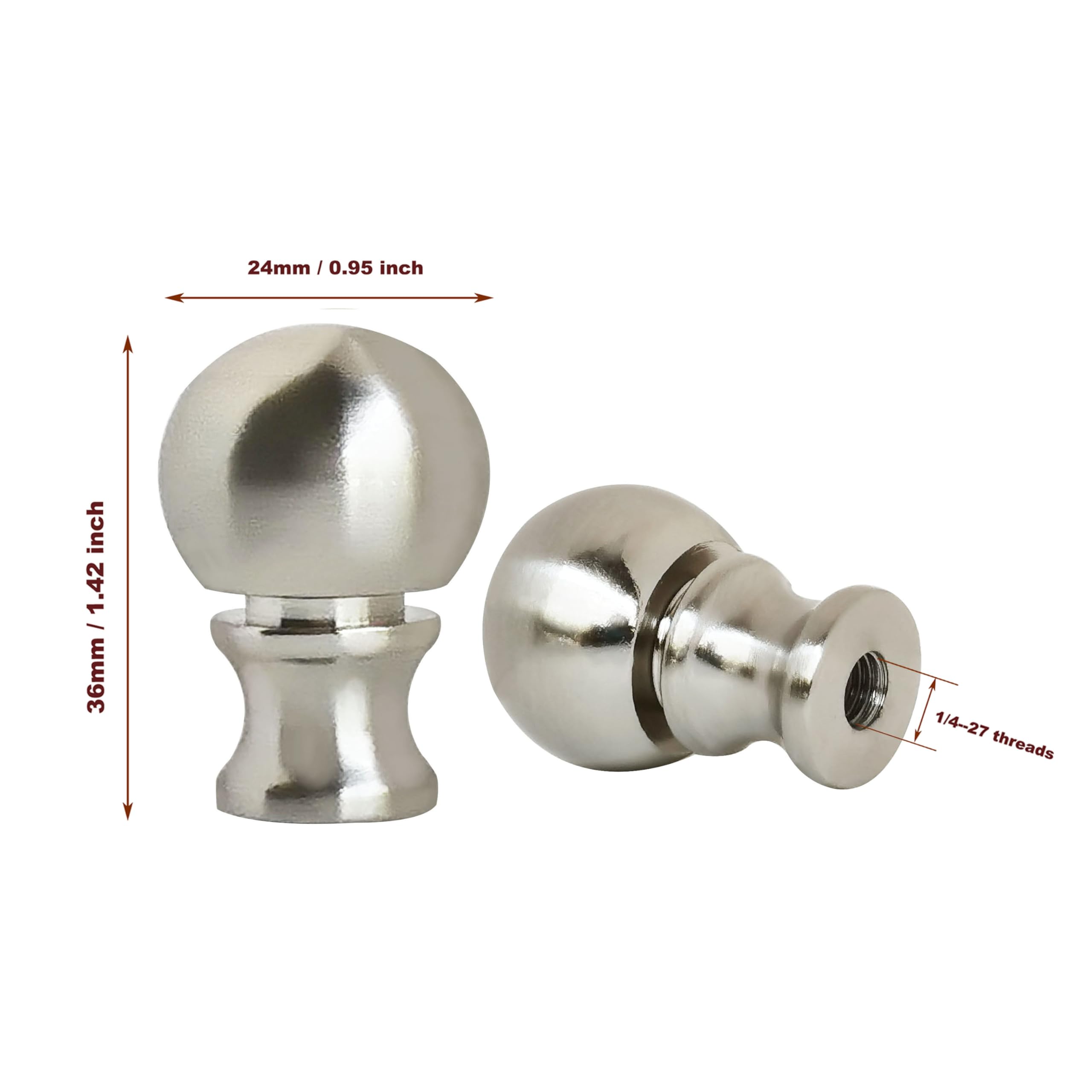 GY & CK® Brushed Nickel Lamp Finials - 2 Pack | Decorative Lampshade Harp Tops & Lighting Accessories | Perfect for Table Lamps, Floor Lamps & Home Decor