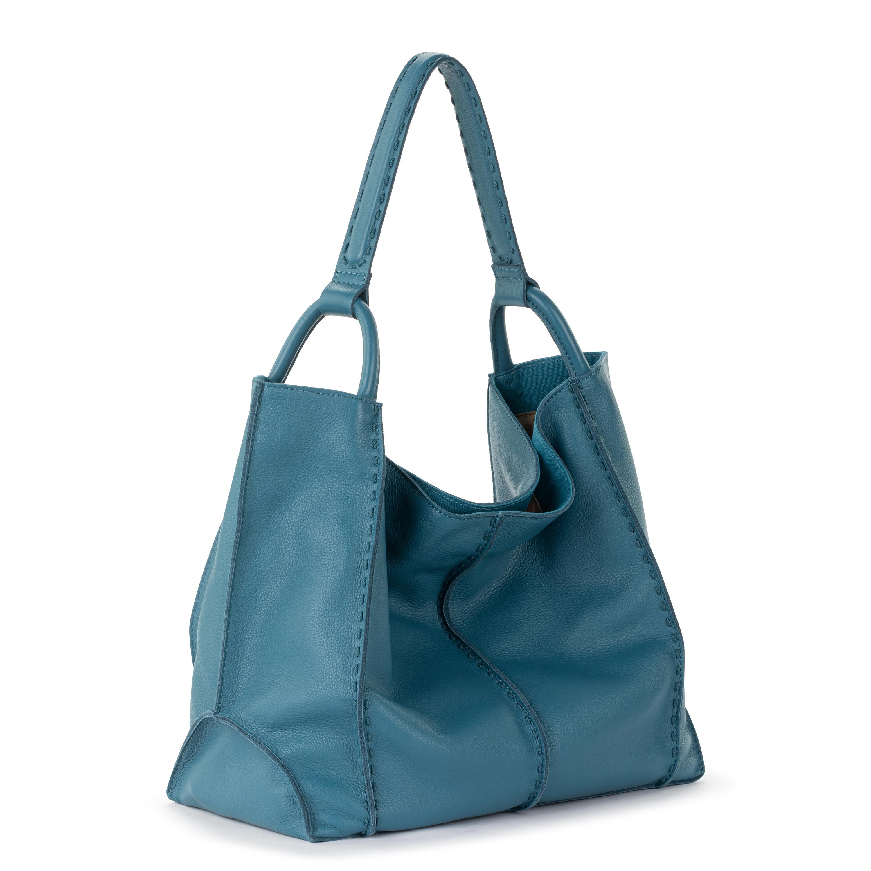 Los Feliz Large Leather Tote Bag - Premium Lagoon Color - Perfect for Work, Travel & Everyday Use