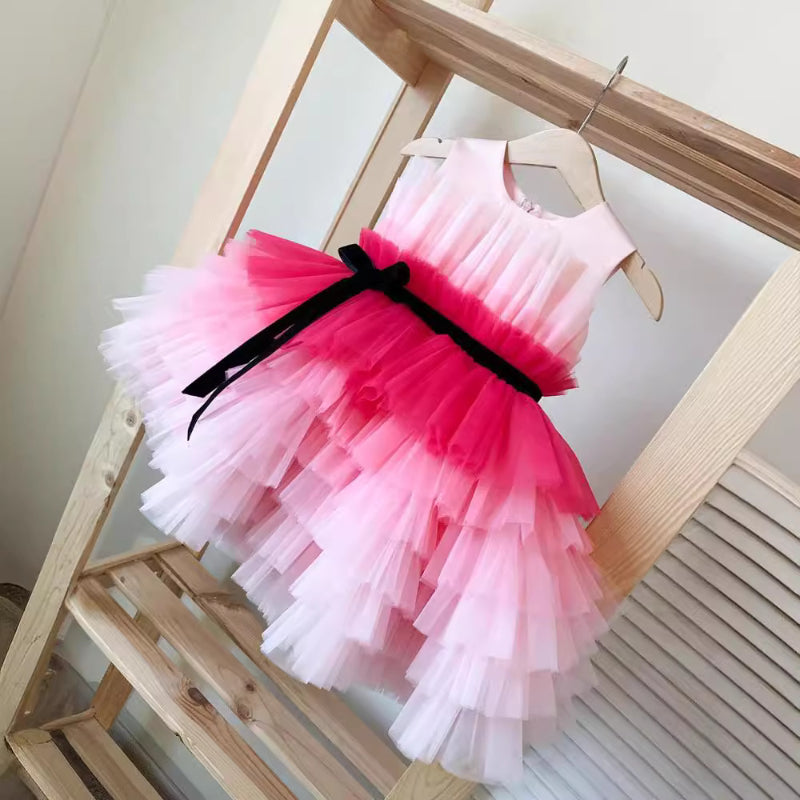 Elegant Gradient Mesh Formal Baby Dresses for Toddlers - Perfect for Birthday Parties, Photo Shoots & Special Occasions
