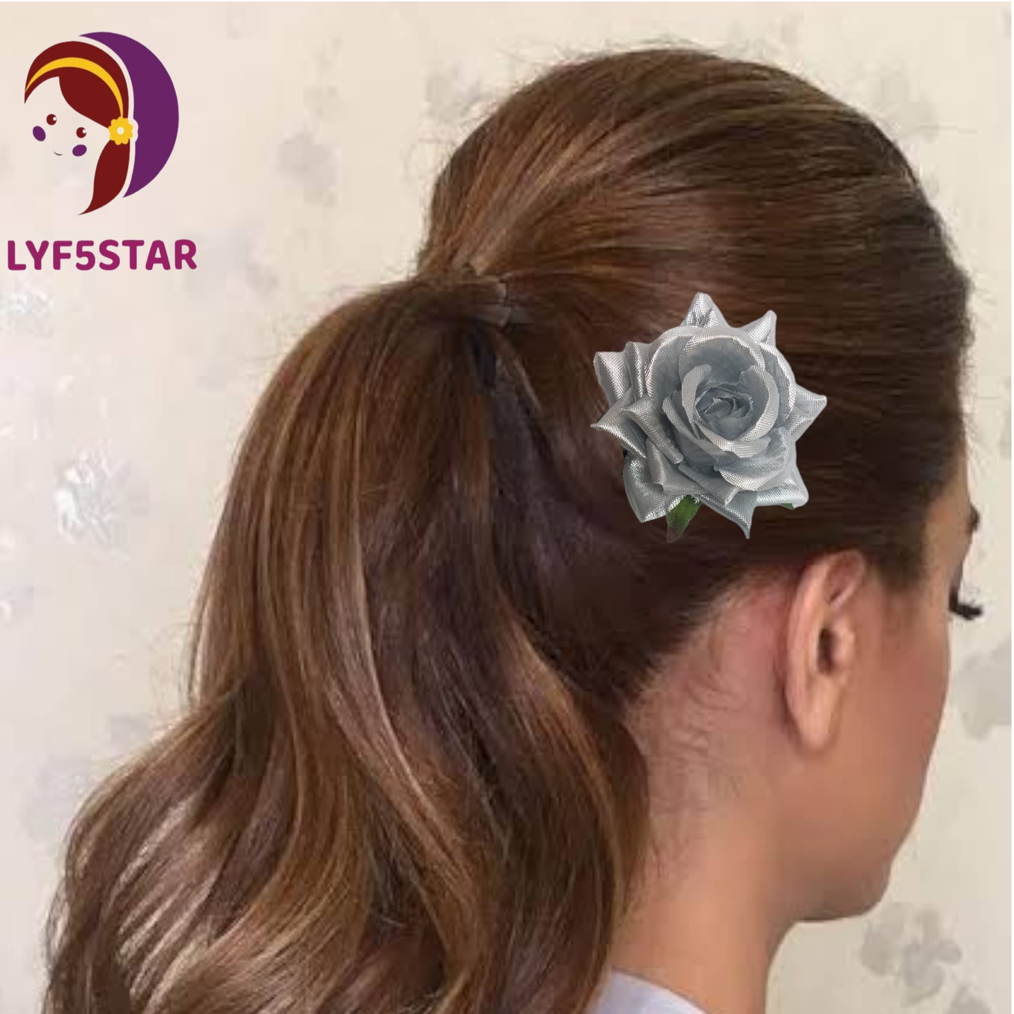LYF5STAR Handmade Artificial Rose Hair Clip - Elegant Bridal Hair Accessories for Women & Girls, Pack of 2 | Perfect for Weddings, Parties, TikTok Videos & Everyday Fashion