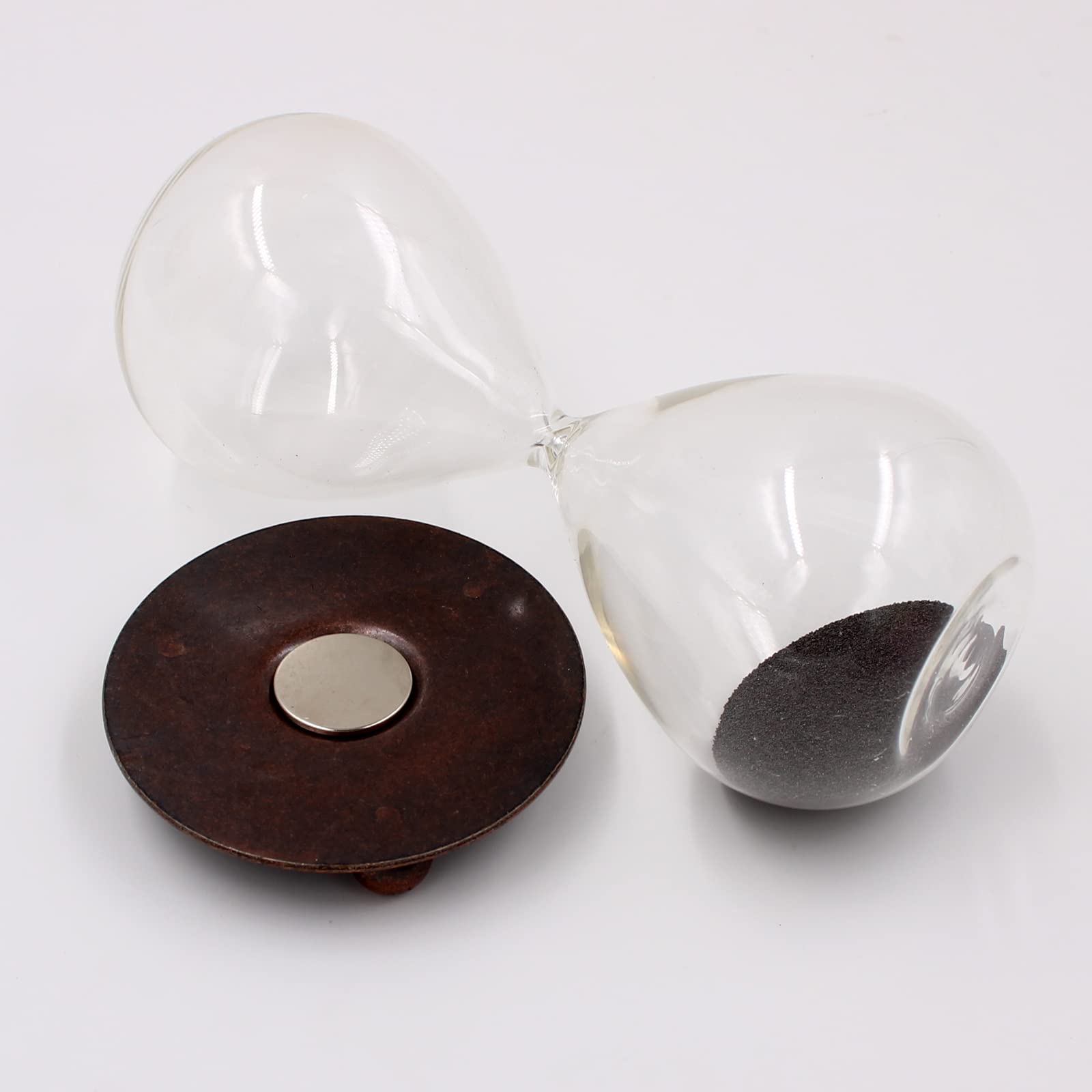 Black Magnetic Hourglass Sand Timer with Iron Base - Unique Desk Decor for Home, Office & Gifts | Stress Relief, Meditation & Productivity Tool
