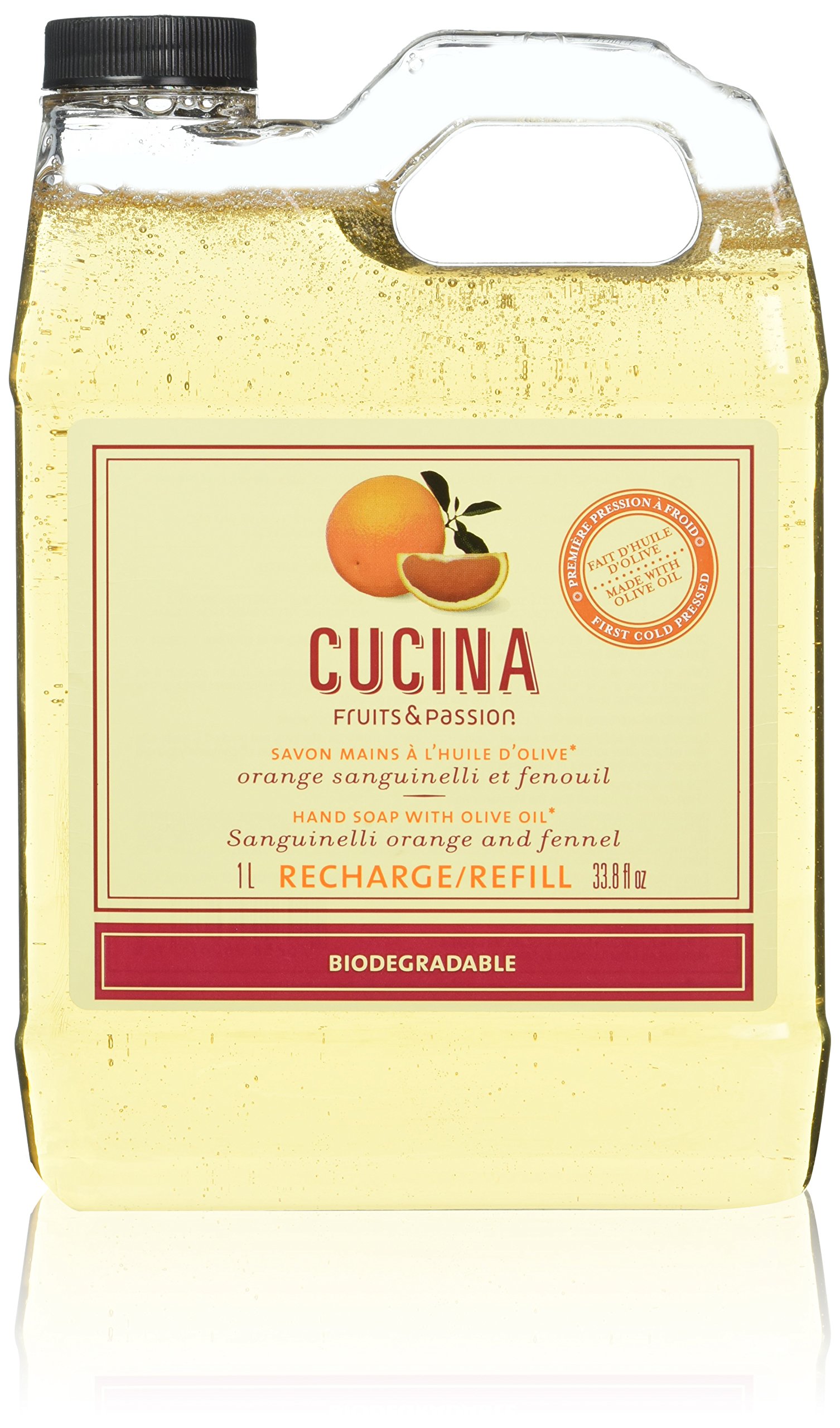 Fruits & Passion Cucina Hand Wash Soap Refill - Sanguinelli Orange & Fennel Scented Liquid Soap for Kitchen, Bathroom, and Office | Gentle Cleansing & Refreshing Fragrance