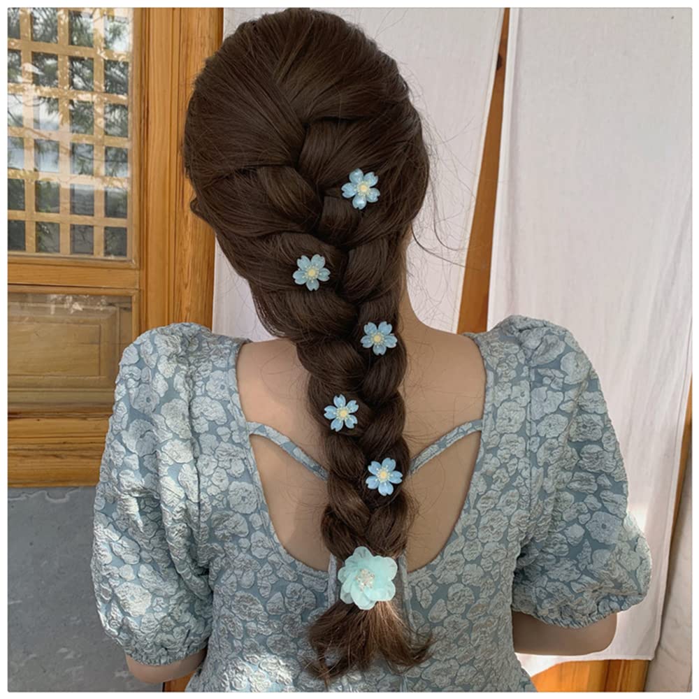 Jumwrit 5PCS Cute Flower Hair Clips for Women & Girls - Blue Hawaii Snap Hair Barrettes, Floral Hair Accessories for Beach, Party & Everyday Wear