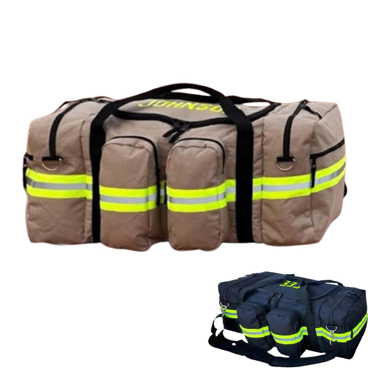Custom Personalized Firefighter Duffel Bag with Shoulder Straps - Waterproof Large Firefighting Gear Storage Bag - Engraved Name Fire Safety Equipment Bag - Perfect Gift for Firefighters, First Responders & Emergency Crews (Ideal for Training, Work & Travel)