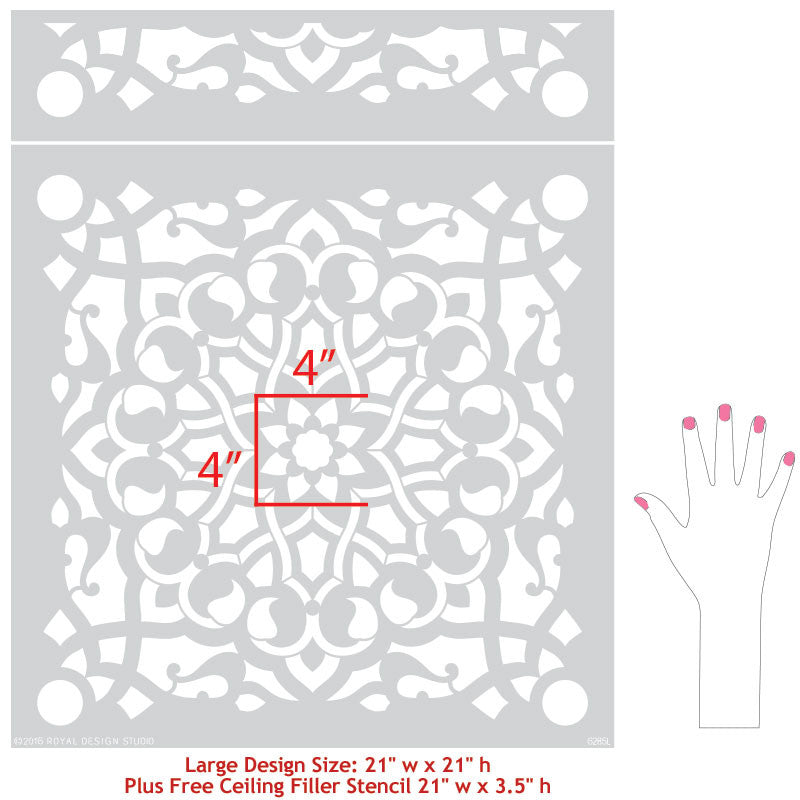 Zahara Moroccan Wall Stencil - DIY Home Decor Stencils for Painting, Arabic Geometric Patterns, Reusable Wall Art Template for Bedroom, Living Room & Nursery Decoration
