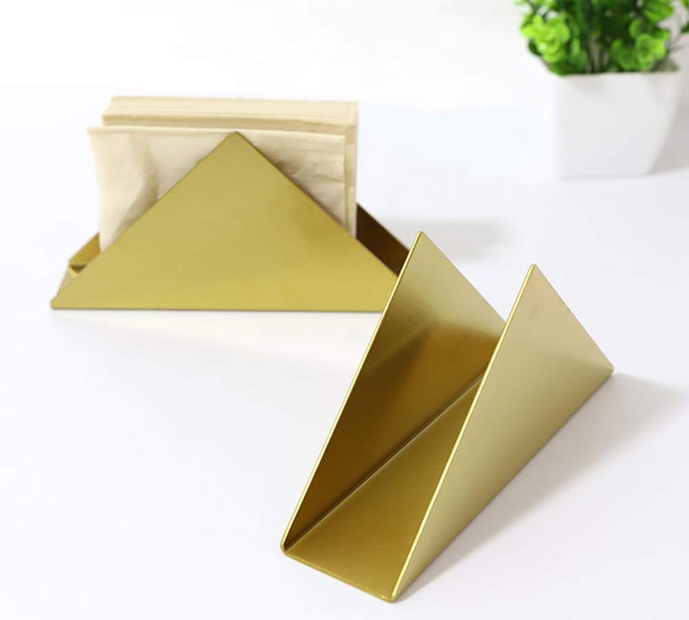 Gold Stainless Steel Napkin Holder & Dispenser for Kitchen & Restaurant - Elegant Cocktail Paper Napkin Organizer for Dining Table, Bar Counter & Party Serving