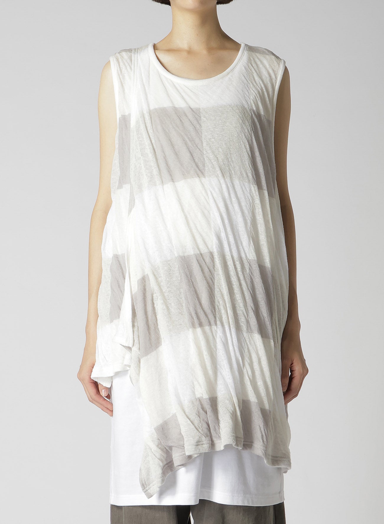 C/LI Block Check JQ Double Front Drape Running T-Shirt - Stylish & Comfortable for Workouts, Jogging, and Casual Wear