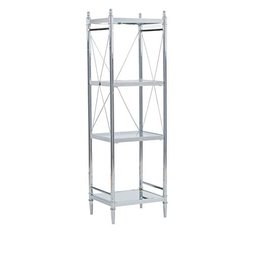 Chrome Metal and Glass 4-Tier Shelf - Linon Summit - Stylish Storage for Living Room, Bathroom, or Office Organization