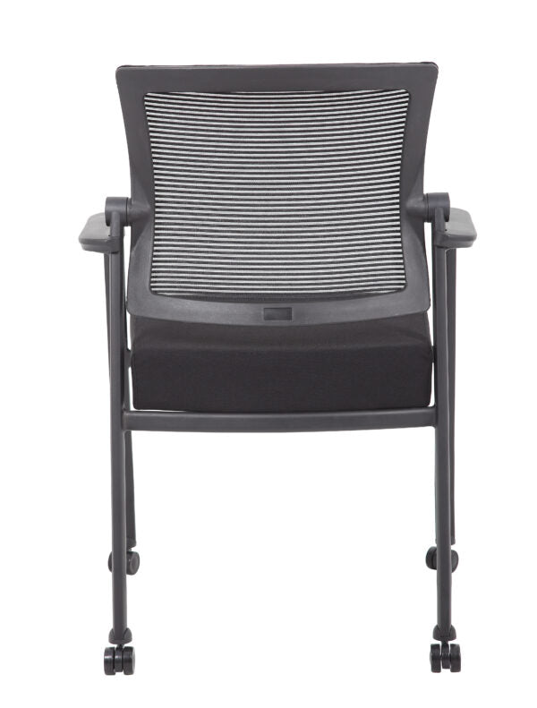 Boss Linear Mesh 4-Legged Guest Chair with Casters B6889R Black - Ergonomic Office Chair for Conference Rooms & Reception Areas