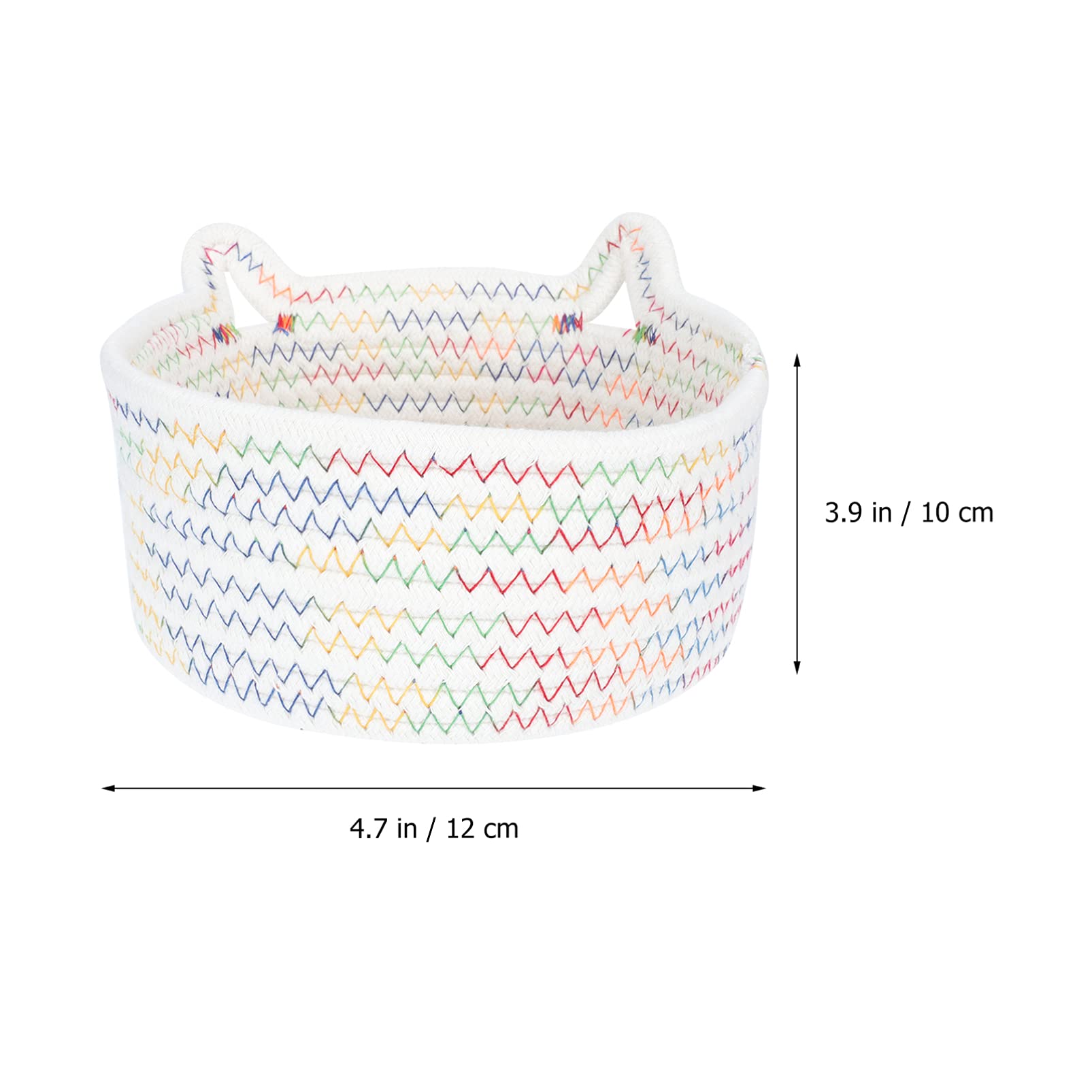 1pc White Wicker Storage Basket - Cotton Rope Laundry Bin for Nursery, Closet & Shelves Organization | Small Household Decor & Storage Solution for Bedroom, Bathroom & Living Room