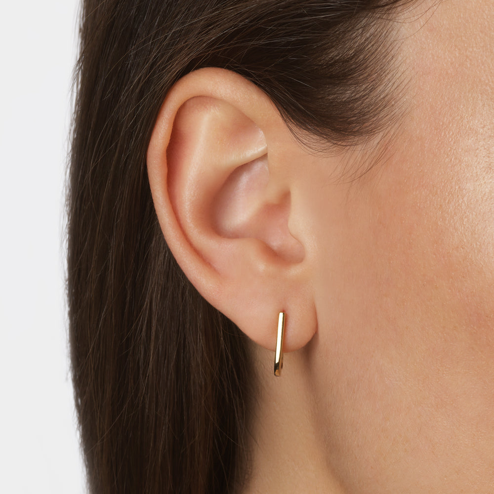 10k Gold Midi Charm Paperclip Huggie Earrings - Elegant Everyday Jewelry for Women, Perfect for Work, Date Night & Special Occasions