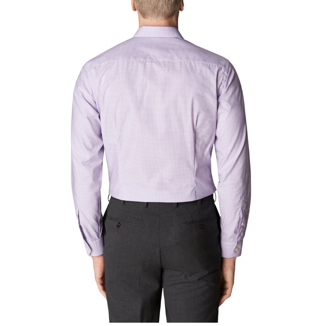 ETON Men's Micro Check Twill Shirt - Contemporary Fit Purple Button Down Shirt for Business Casual & Office Wear