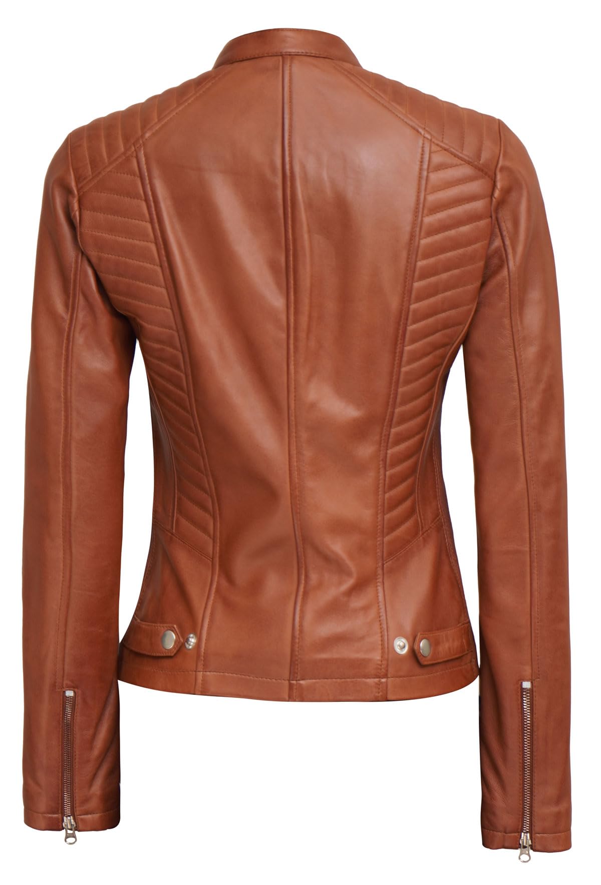 Decrum Genuine Leather Jacket for Women - Stylish Cafe Racer Motorcycle Jacket with Premium Real Leather | Perfect for Biker Fashion, Casual Outfits & Night Out Looks
