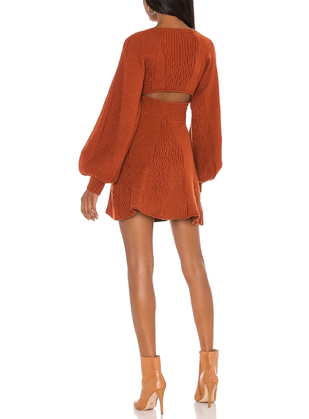 Free People Emmaline Long Sleeve Sweater Dress in Cinnamon - Cozy Fall & Winter Knit Dress for Women, Perfect for Date Nights, Office Wear and Holiday Parties