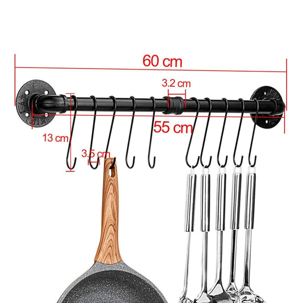 Stainless Steel Wall Mounted Pot Rack - Heavy Duty Kitchen Storage Organizer with 23.6