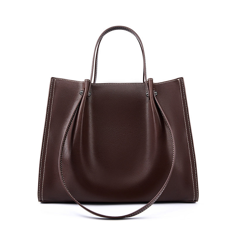 Genuine Leather Large Capacity Tote Shoulder Bag for Women - Stylish & Durable Handbag for Work, Travel & Everyday Use