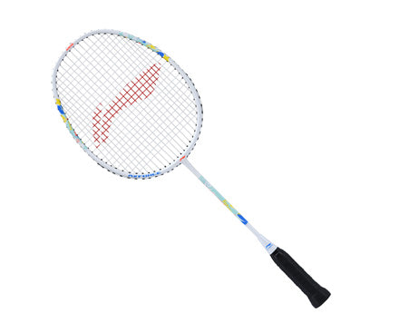 Li Ning Axforce Kids Strung Badminton Racket - Lightweight Junior Badminton Racquet for Beginners (White, AYPS091-2) | Perfect for Backyard Games, School PE Class & Family Sports Activities