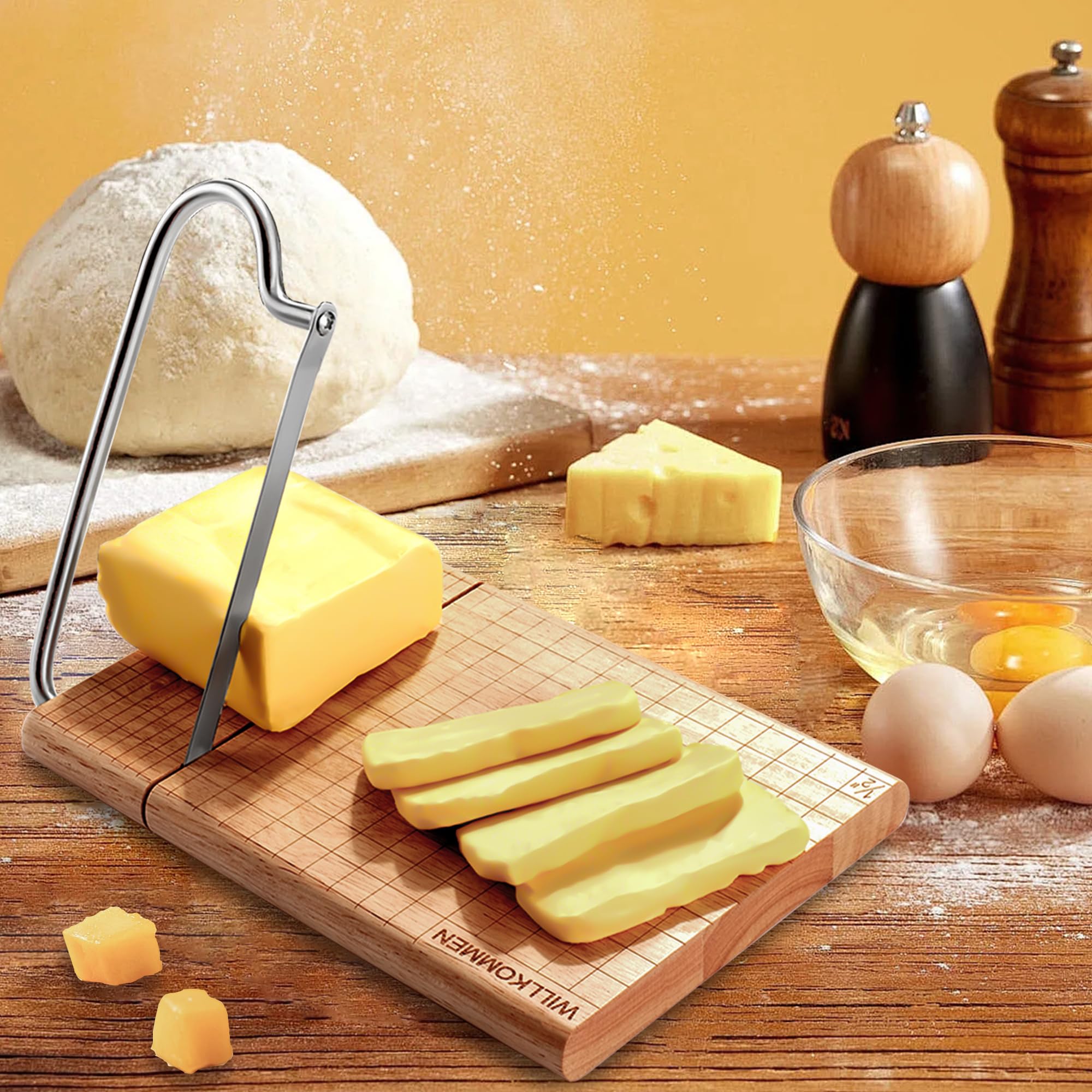 Premium Wooden Cheese Slicer & Cutting Board with Stainless Steel Blade - 10.8