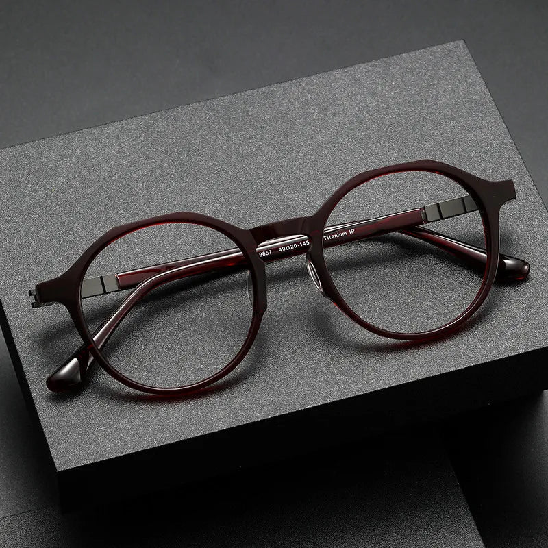 Stylish Black Acetate Polygon Full Rim Eyeglasses for Women - S9657 | Perfect for Office, Reading & Fashion Accessories