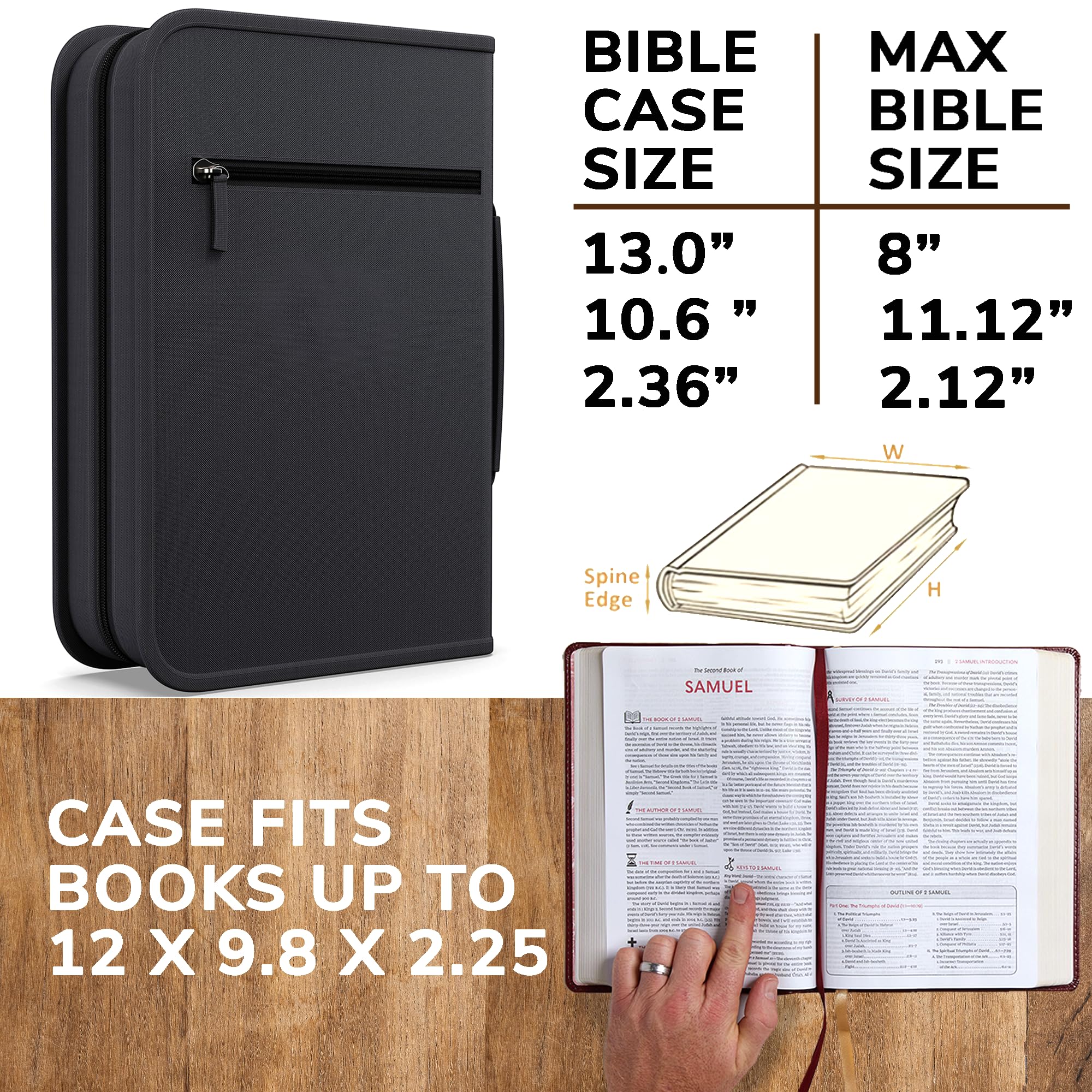DEHITE Premium Bible Cover Case for Women & Men - Zippered Pocket & Pen Slots - Durable Fabric Bible Cover Bag - Perfect Religious Gift for Church, Travel & Daily Devotion