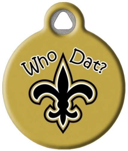 Who Dat? Saints Pet ID Tag for Dogs and Cats - Personalized Engraved Metal Dog Tag - Large Size (2.5