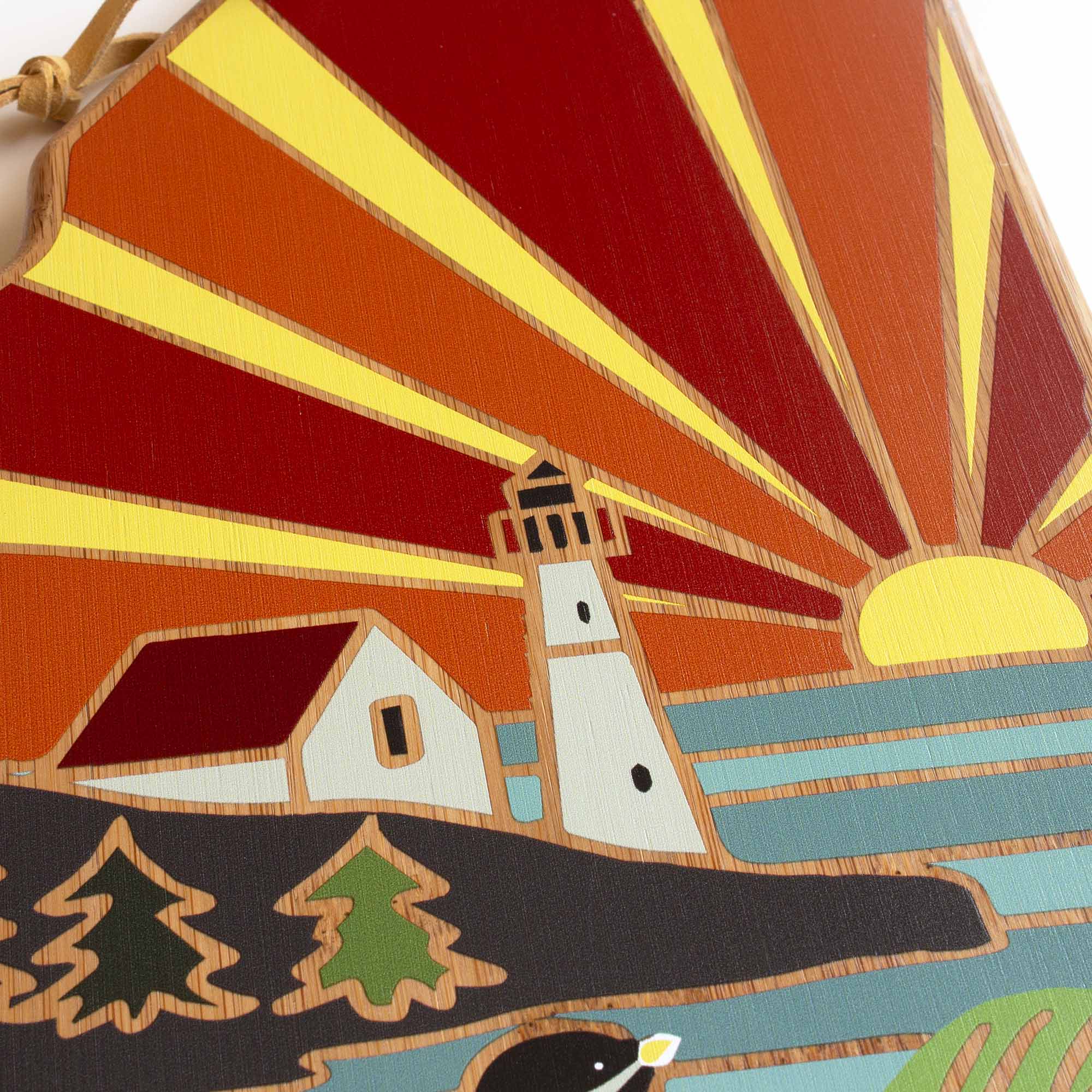 Handcrafted Maine Wood Cutting Board with Summer Stokes Artwork - Perfect for Kitchen Prep, Charcuterie Boards & Gift Giving