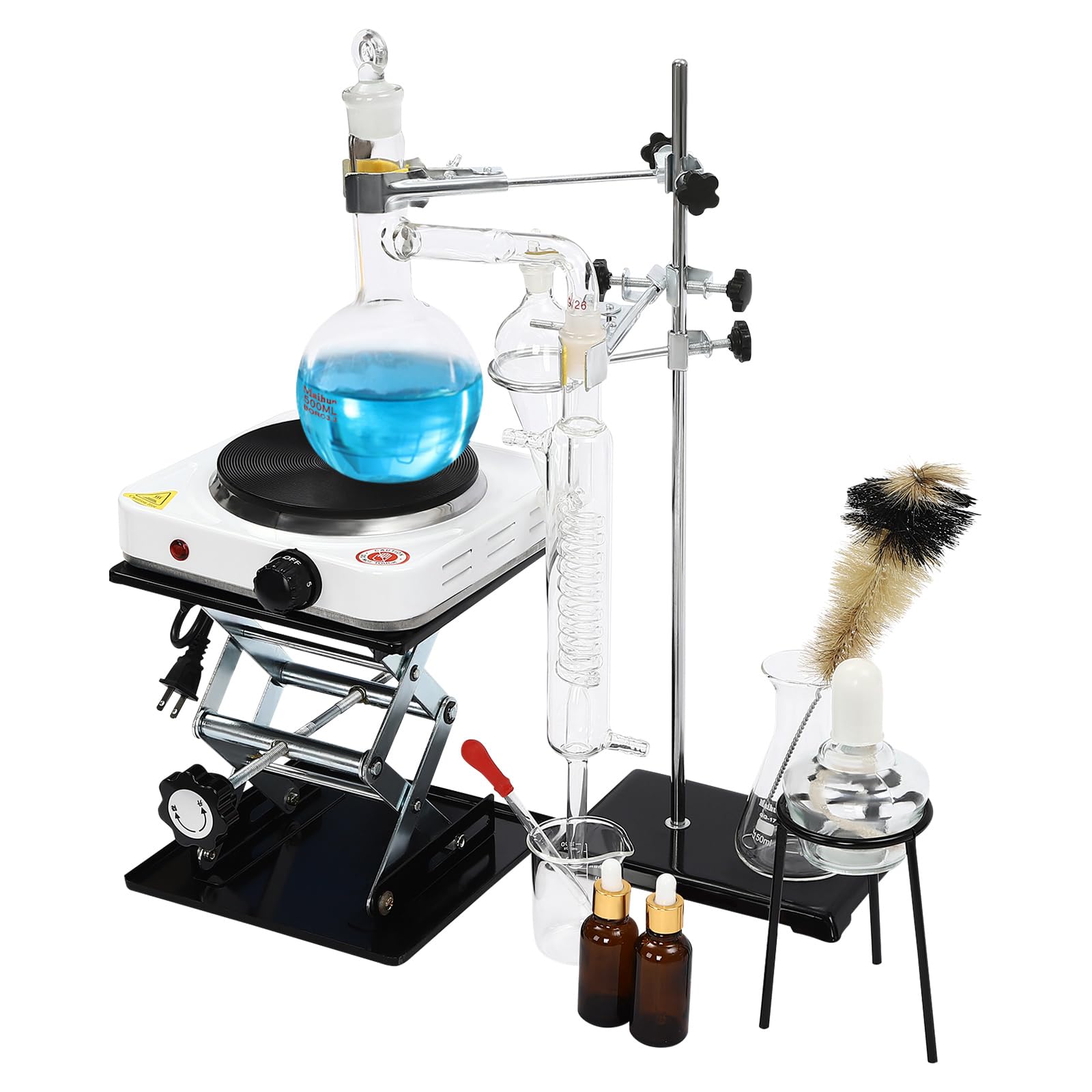 Premium Essential Oil Distiller Kit - Home Distillation Apparatus with Glass Steam & Water Purifier, Lab Glassware Set w/ Separatory Funnel for DIY Essential Oils, Herbal Extracts & Hydrosols | Perfect for Aromatherapy, Home Labs & Natural Remedies