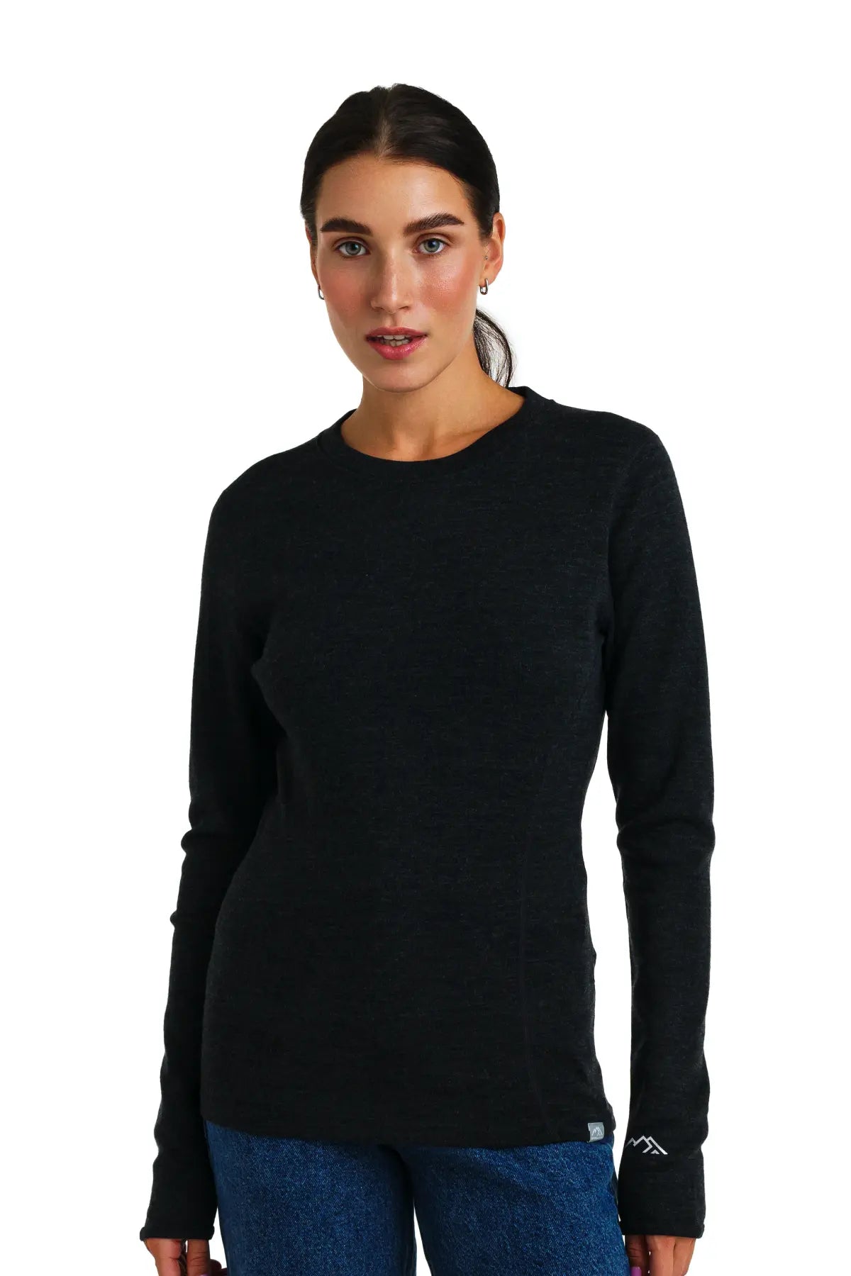 Premium Women's Merino Wool Long Sleeve Shirt 320 GSM - Charcoal Grey - Warm & Soft Base Layer for Hiking, Skiing & Winter Outdoor Activities