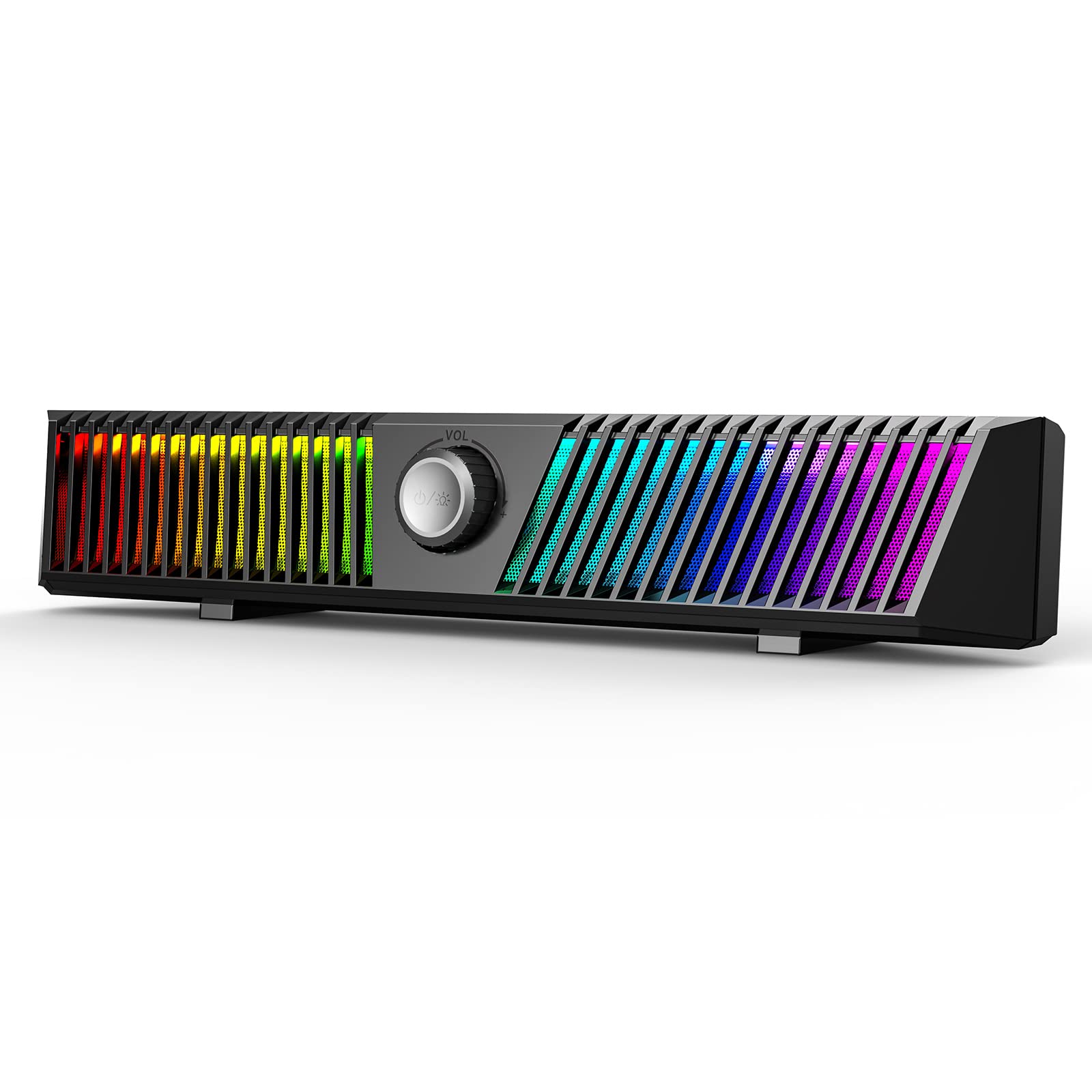 Smalody Computer Speakers with Stereo Bluetooth, Dynamic RGB LED Design, Built-in Microphone, Compatible with Desktop/Laptop/Smartphone/Game Console, Ideal for Gaming, Music, and Home Office