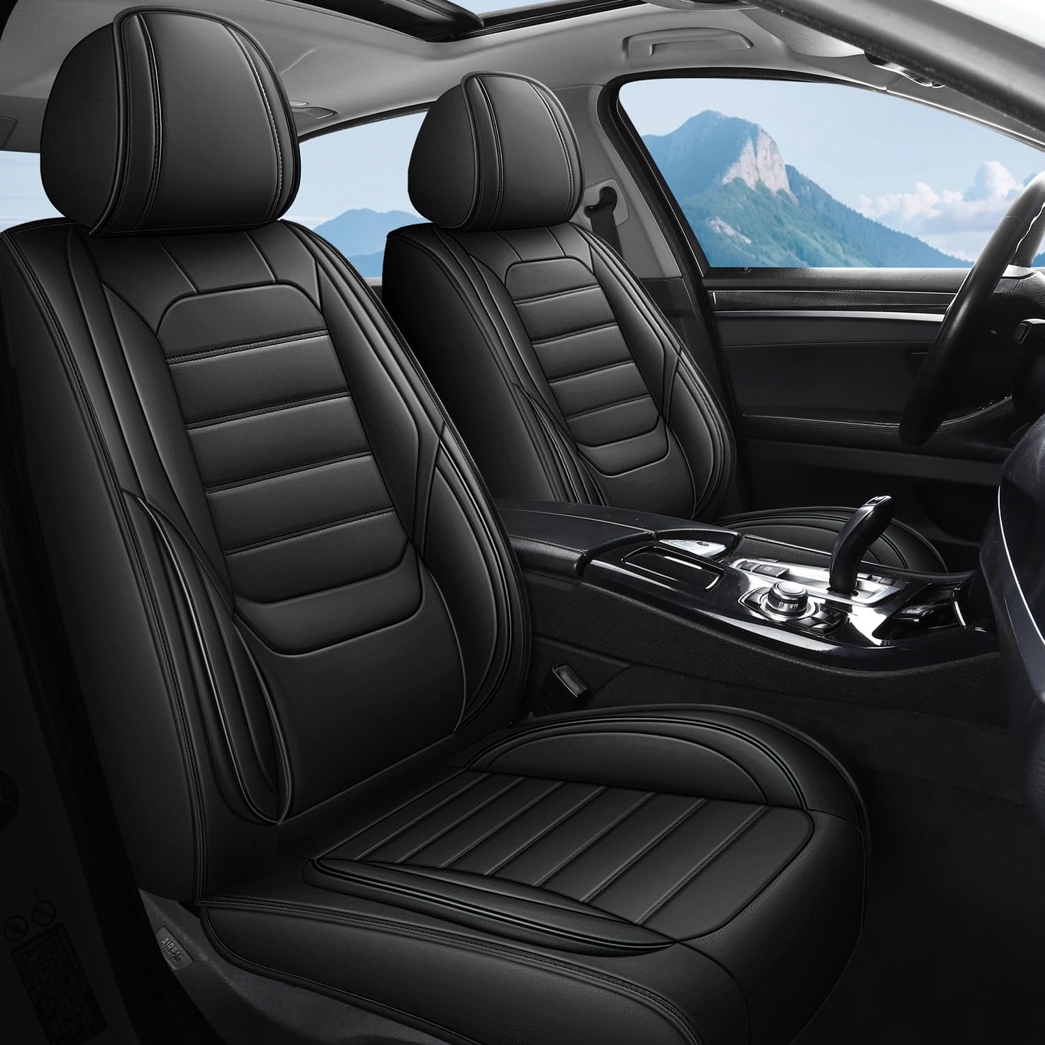 Premium Waterproof Nappa Leather Seat Covers for Cadillac DeVille 2000-2005 - 2-Piece Front Set, Anti-Slip Car Seat Protectors with Luxury Interior Cushions (Black) | Perfect for Daily Commuting, Road Trips & Vehicle Protection