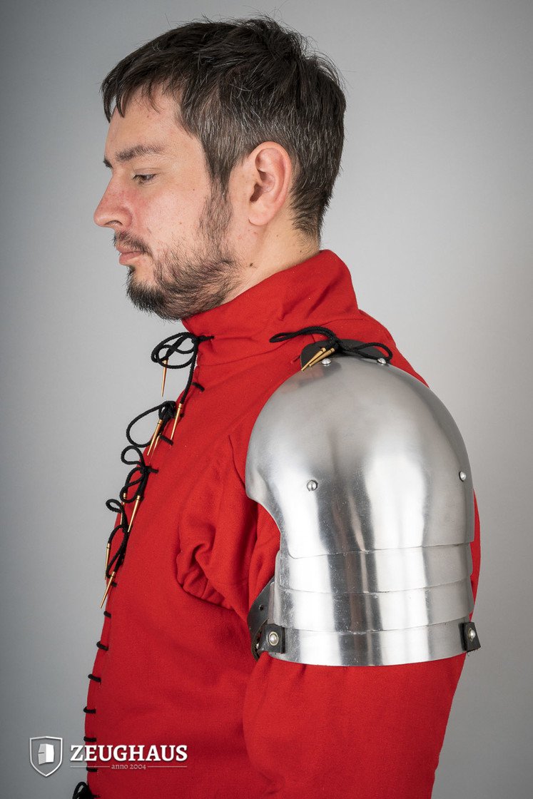 14th Century Medieval Pauldrons - 1.6mm Polished Steel Shoulder Armor for LARP, Cosplay & Historical Reenactment