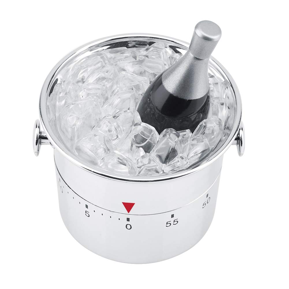 Stainless Steel Bucket-Shaped 60-Minute Mechanical Wind-Up Kitchen Timer - Wine Cooler Design for Cooking, Baking & Teaching - Perfect Kitchen Gadget & Time Management Tool for Home & Culinary Classes