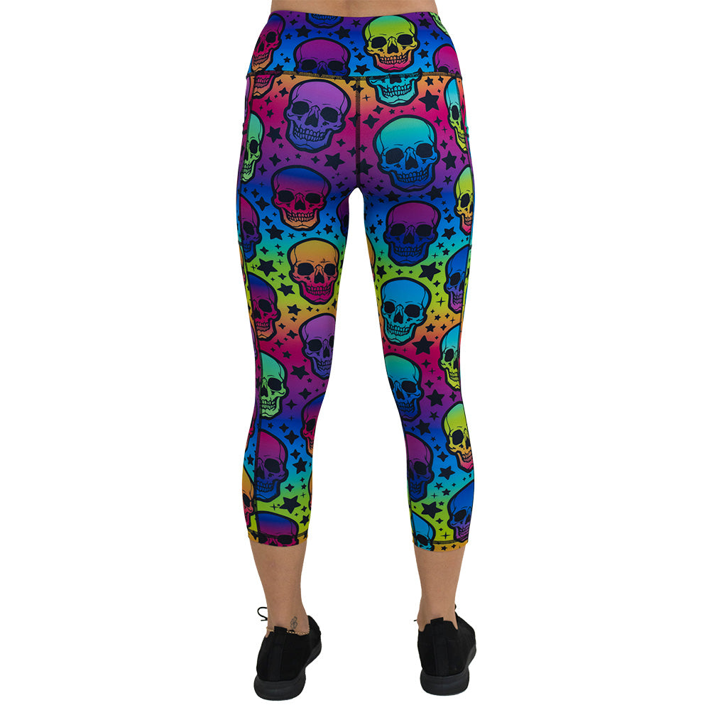 Psychedelic Skull Print Yoga Leggings for Women - High Waisted Stretchy Workout Pants for Gym, Running & Dance