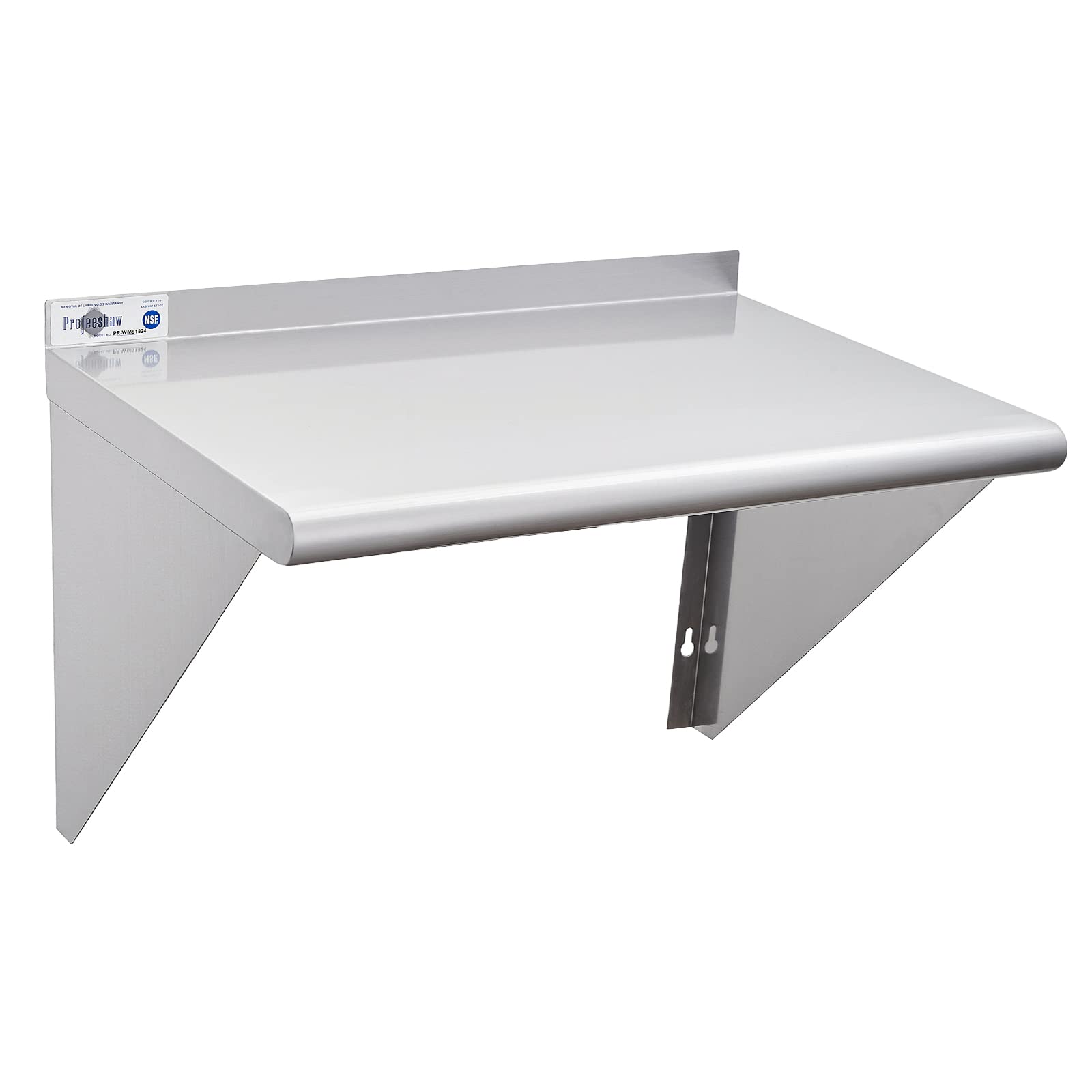 NSF Certified 18” x 24” Stainless Steel Commercial Shelf - 300 lb Capacity, Wall Mounted with Backsplash & 2 Brackets - Perfect for Restaurant, Bar, Kitchen, Garage & Utility Room Storage
