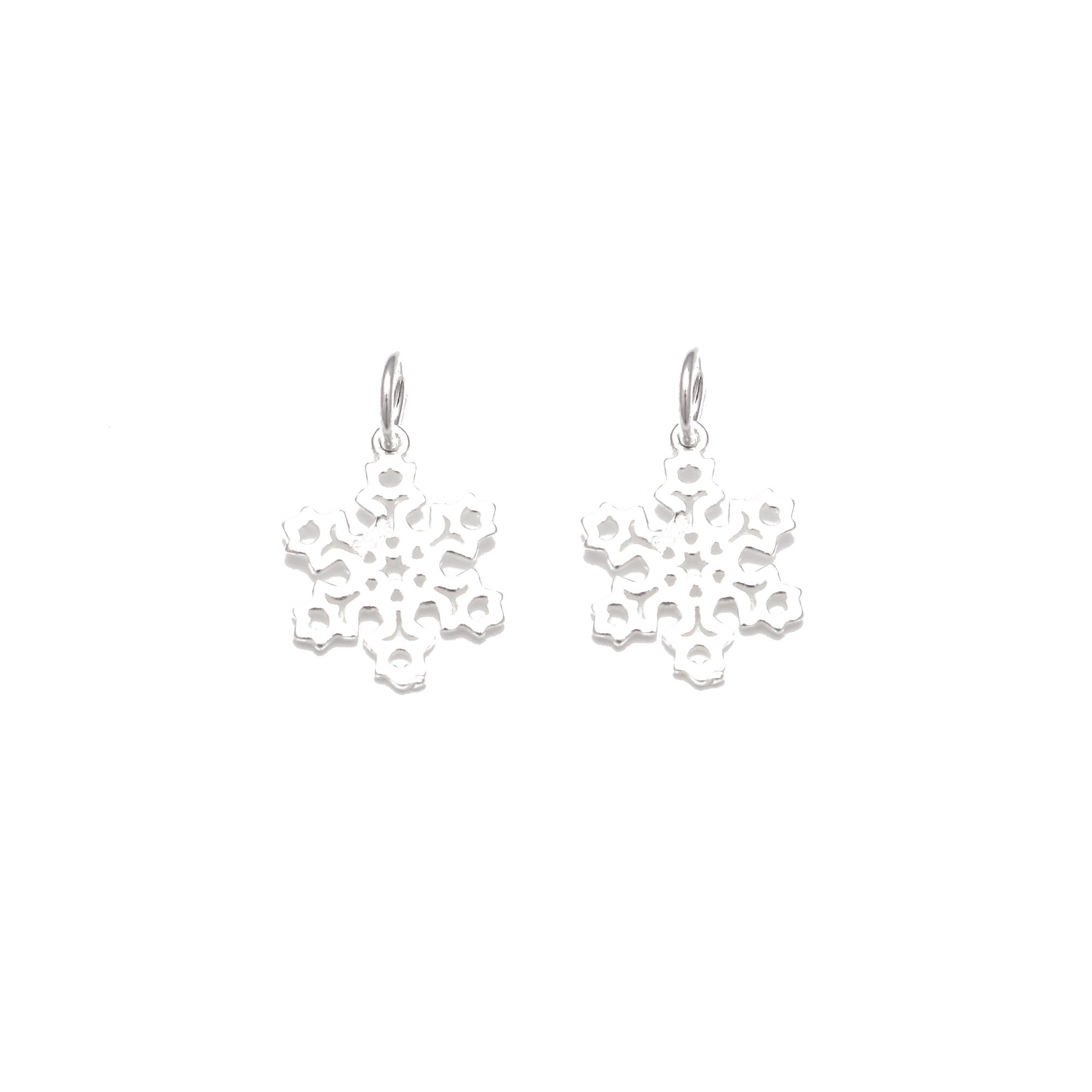 925 Sterling Silver Snowflake Charm Pendant - 13mm Size (6pcs/Bag) - Perfect for Jewelry Making, DIY Crafts, Christmas Ornaments & Gift Giving