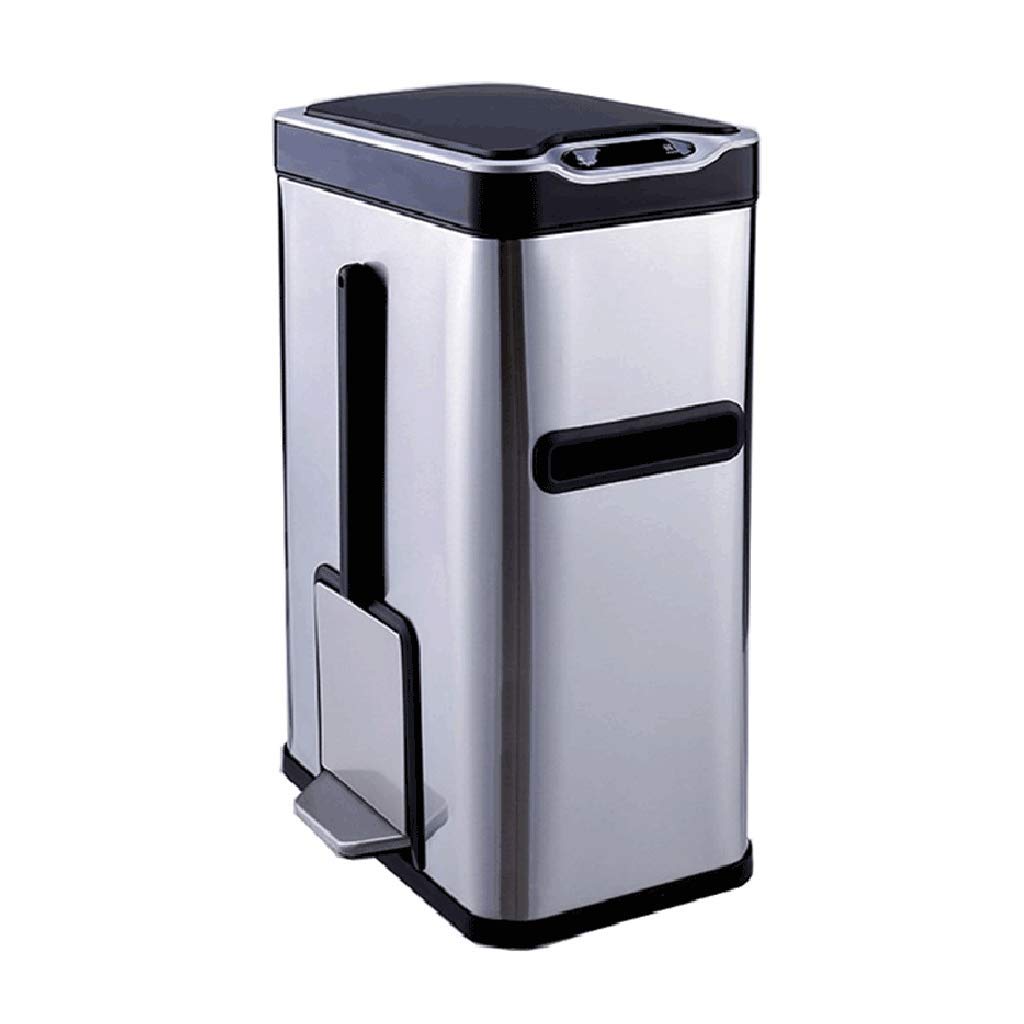 Smart Automatic Induction Trash Can - 430 Stainless Steel Electric Flip Lid Kitchen Compost Bin with Motion Sensor for Home, Bathroom & Office (Silver) | Perfect for Waste Sorting, Recycling & Modern Spaces
