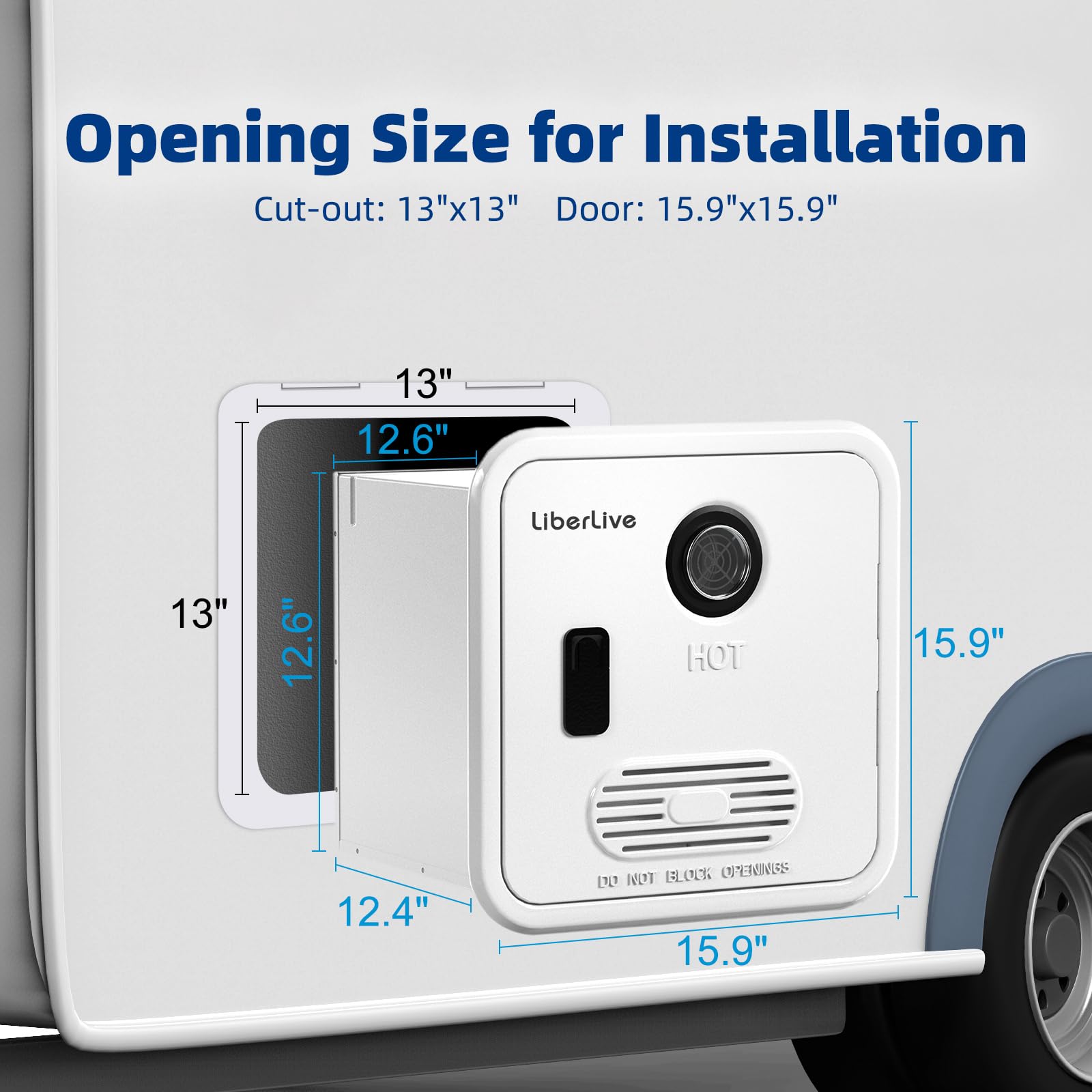 RV Tankless Water Heater - 55,000 BTU 3.9 GPM Propane Instant Hot Water System with 16x16
