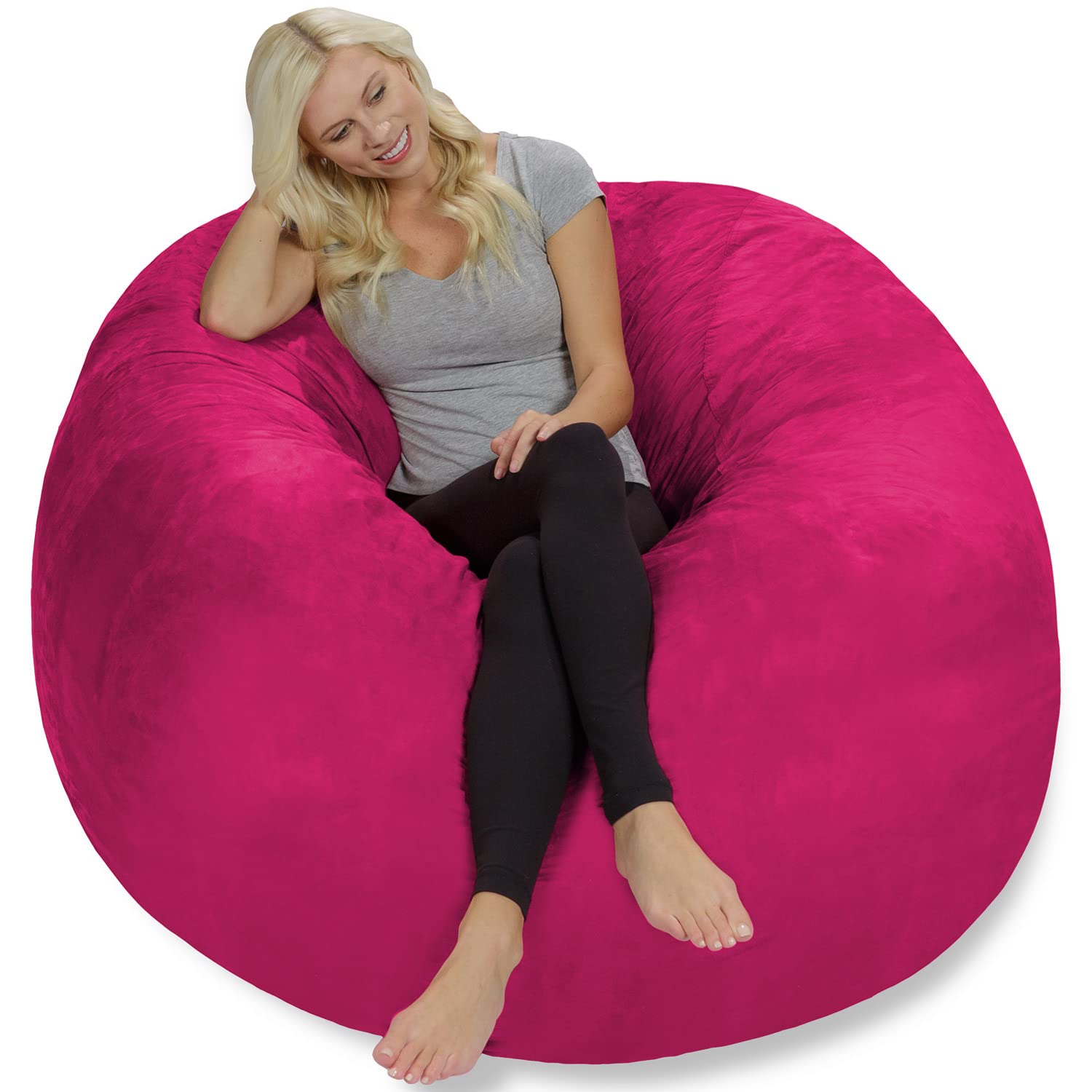 Chill Sack Bean Bag Chair: Giant 5-Foot Memory Foam Sofa Replacement with Ultra-Soft Microfiber Cover in Magenta - Perfect for Living Rooms, Game Rooms & Dorm Lounging