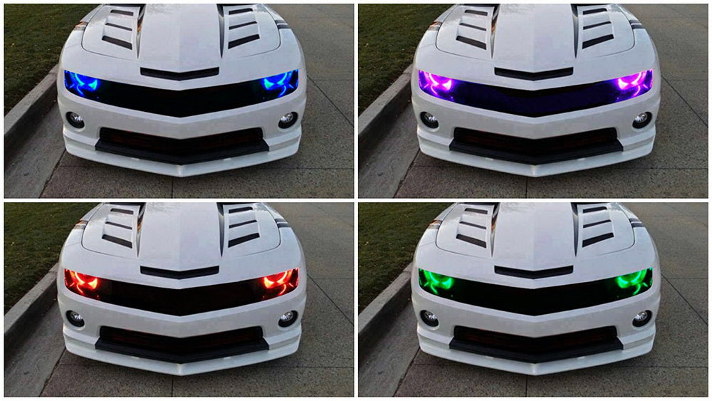 RGB Multi-Color LED Angel Eye Halo Rings for Camaro, Challenger, Mustang - Custom Car Lighting for Headlights & Daytime Running Lights (DRL) - Enhance Style & Visibility for Night Driving & Car Shows