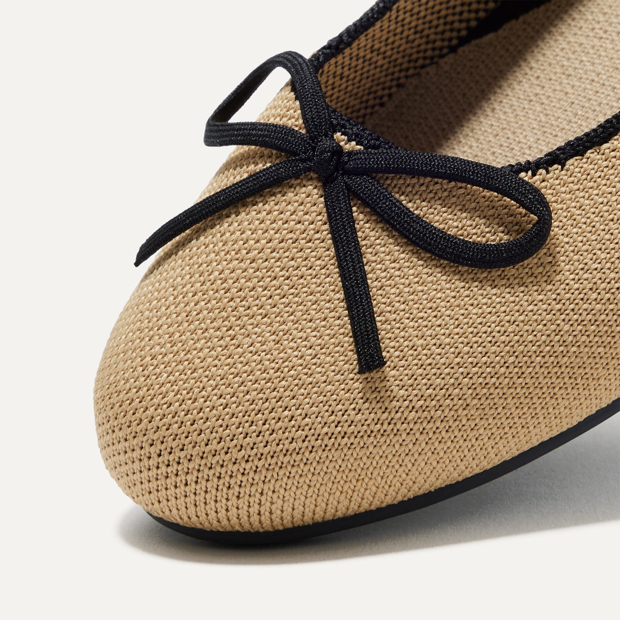 Women's Comfortable Ballet Flats - Beige & Black Soft Leather Loafers for Casual Wear, Office & Everyday Use