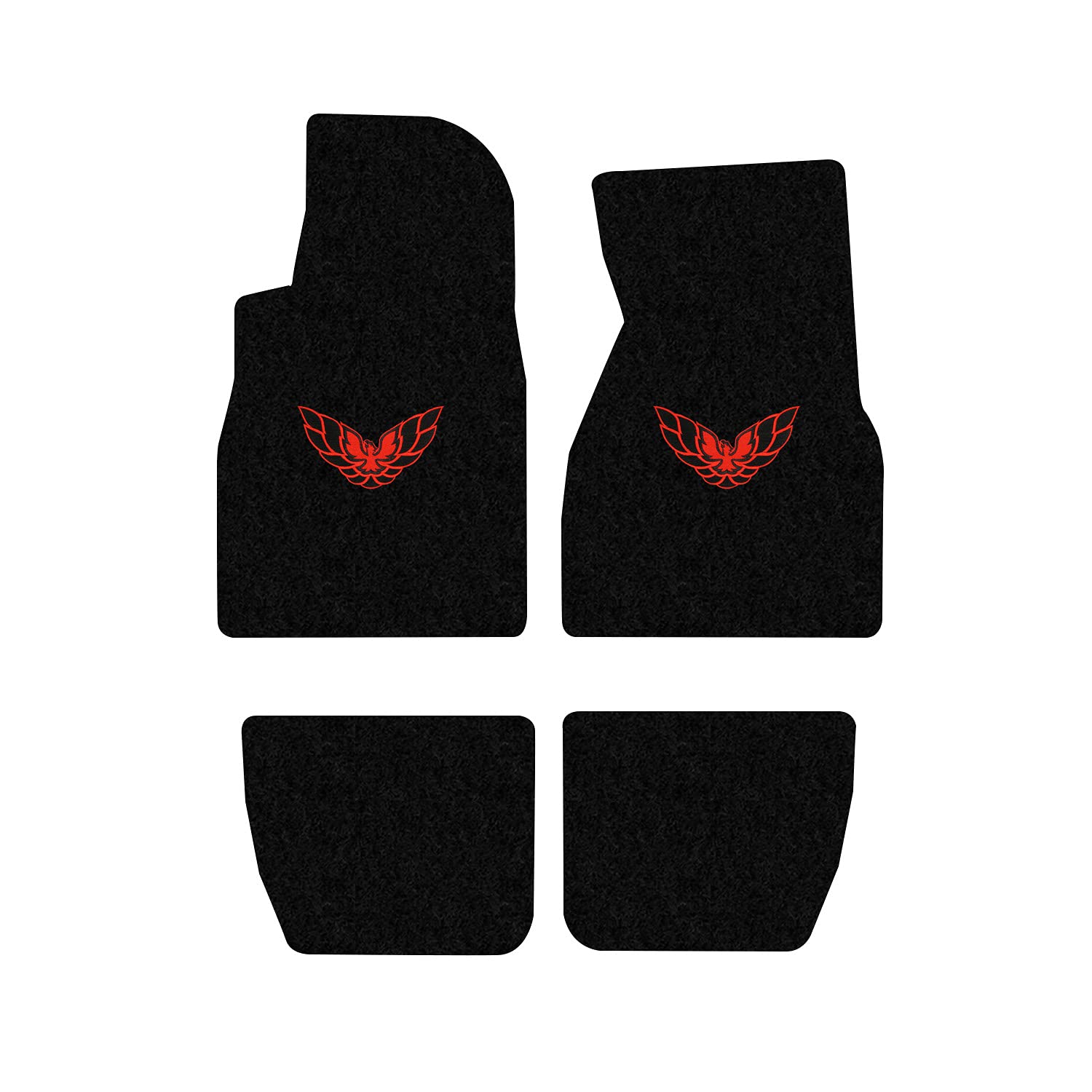 Premium Custom-Fit Carpeted Floor Mats for 1993-2002 Pontiac Firebird/Trans Am - Black with Red Firebird Logo (4-Piece Set) - Luxury Car Interior Protection & Style Upgrade for Daily Driving & Car Shows