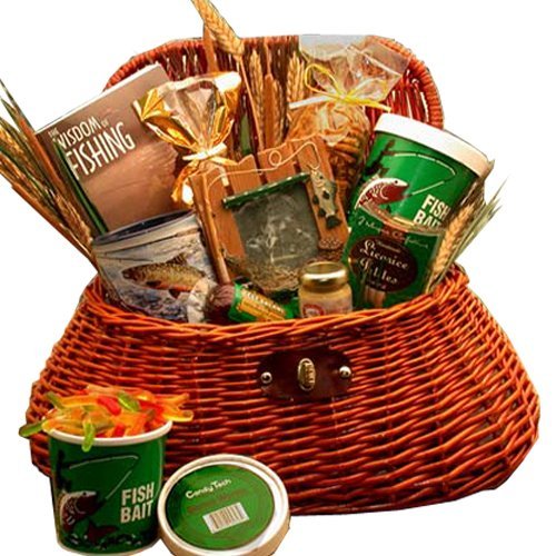 The Big Catch Fishing Creel - Premium Gourmet Fisherman Gift Basket with Tackle & Snacks | Perfect Fishing Gifts for Men, Dad, Husband | Great for Birthdays, Father's Day & Outdoor Adventures