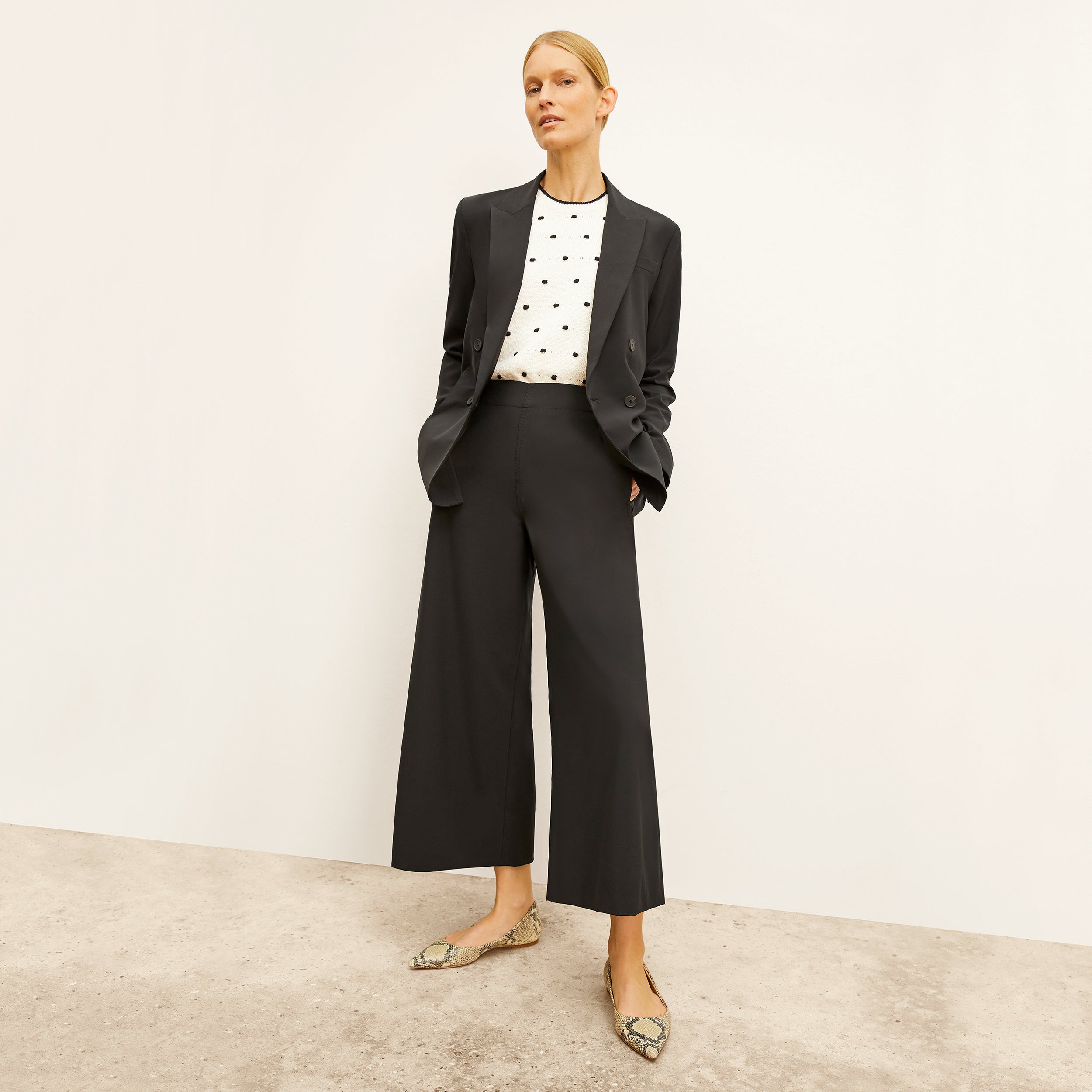 Elena Travel Culotte Pants - OrigamiTech Wrinkle-Free Black Wide Leg Pants for Women | Perfect for Business Trips, Vacations & Casual Wear