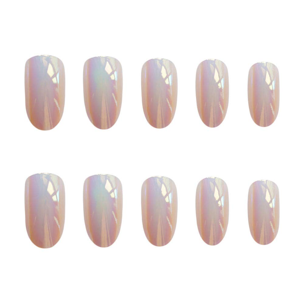 HUJL False Nails - Pearl Mirror Press On Nails | Fashionable Fake Nail Stickers for Women | Full Coverage Artificial Nails with Easy Application | Perfect for Parties, Weddings & Daily Wear
