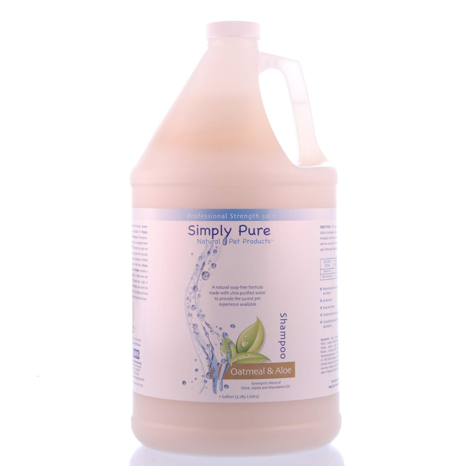 Davis Simply Pure Oatmeal & Aloe Shampoo Concentrate - 1 Gallon Size for Professional Salons & Pet Grooming | Soothing Dry Scalp & Sensitive Skin Care | Vegan & Cruelty-Free Formula