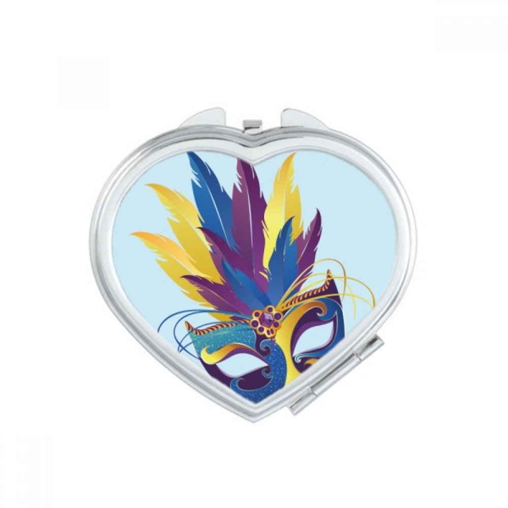 Bestchong Blue Feather Hand Mirror - Portable Travel Makeup Mirror for Carnival & Home Use