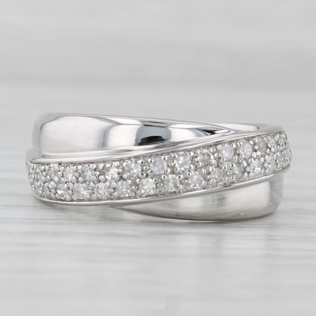 0.30ctw Pave Diamond Overlay Ring - 14k White Gold Size 7 Wedding Band for Women - Elegant Bridal Jewelry, Anniversary Gift, Engagement Ring Alternative for Special Occasions